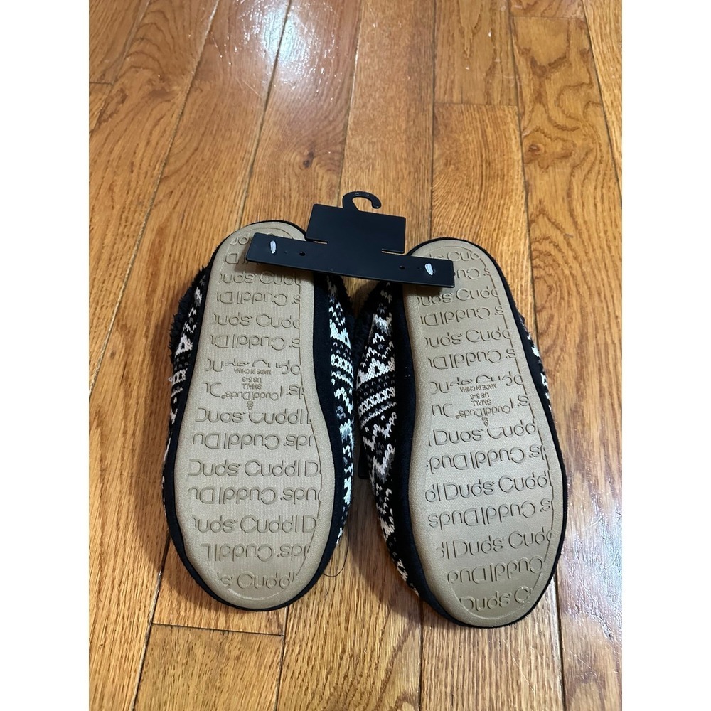 New Cuddle Duds Homgreen Women's Memory Foam House Slippers Sweater Knit Embroid - Picture 7 of 9